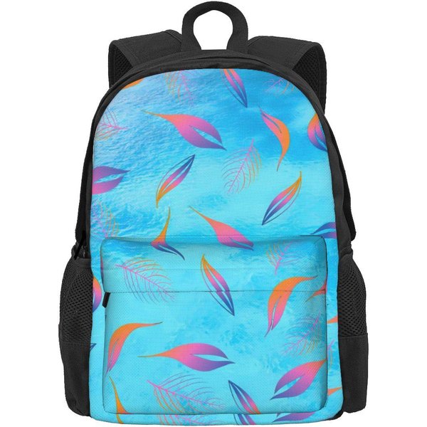 Niebieski Plecak Z Nadrukiem LiśCi Abstrakcyjne LiśCie Plecaki Trekkingowe Studencki Unisex Projektant DużE Torby Szkolne Zabawny Plecak 36X32X10Cm Black-image