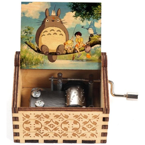 Drewniana Malowana Pozytywka, Muzyczny Prezent Totoro, Ozdoba, Lekka Luksusowa Drewniana Pozytywka Na Korbkę Fioletowy-image