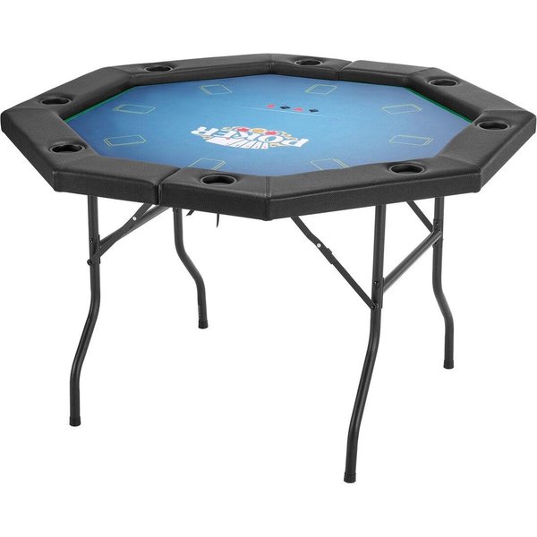 Mesa De PóKer Plegable, Mesa De Ocio Plegable De Casino Para 8 Jugadores De 1220 Mm Con Reposabrazos Acolchados Y Portavasos, Mesas De Juego PortáTiles Octagonales Con Fieltro Y Metal-image