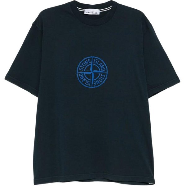 Stone Island T-Shirt Z Nadrukiem Logo, KróTki RęKaw, OkrąGłY Dekolt, MęSkie Topy L1S152100001S0362V0020 XL Blue-image