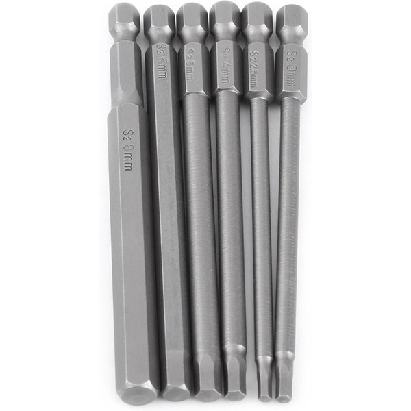Juego De 6 Puntas De Destornillador MagnéTico De 100 Mm Con Cabeza Hexagonal Y VáStago Hexagonal De 14-image