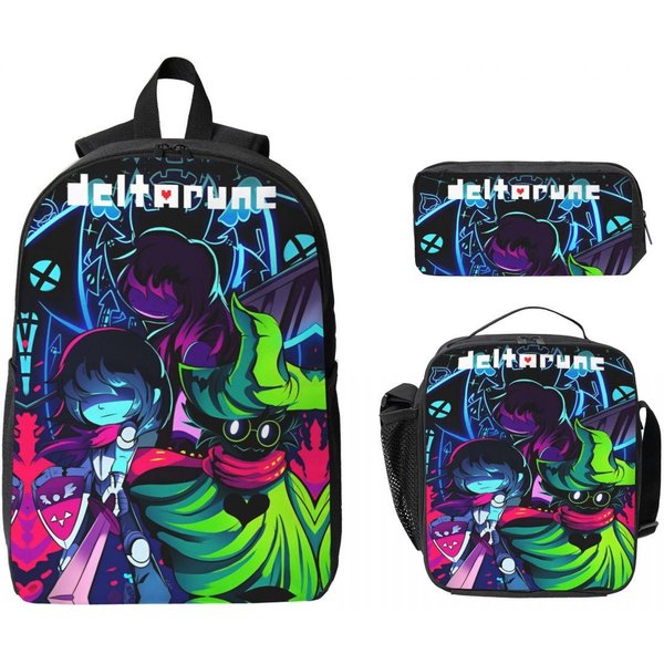 Mochila Escolar Para NiñOs Deltarune Juego Lonchera Estuches Para NiñOs NiñAs Mochilas Bolso Escolar Set De Mochila-image