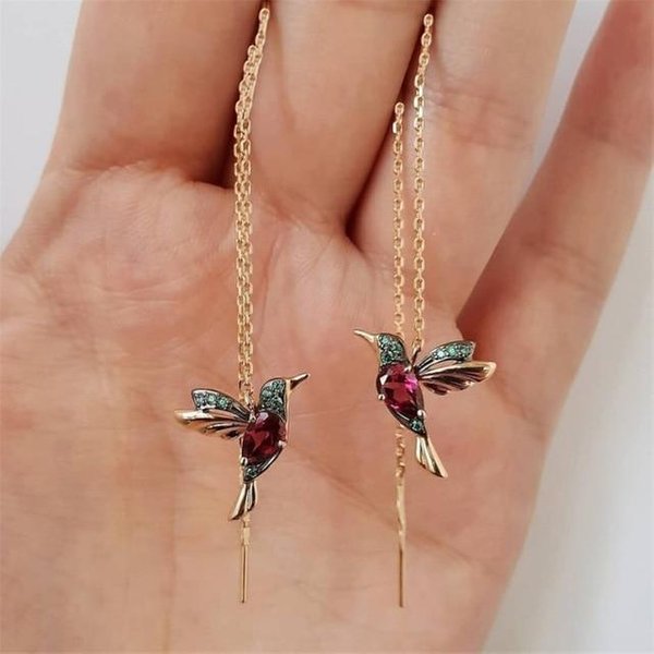 Pendientes Colgantes Largos Con Forma De PáJaro PequeñO Para Mujer, Aretes Con Borlas Para Chica Elegante, JoyeríA Elegante, Regalo Con Personalidad Brown-image