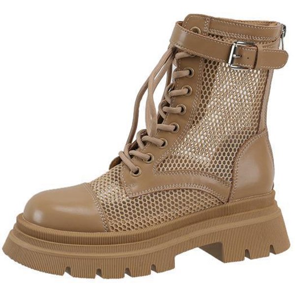 Gruby Podeszwa Martin Buty Damskie Nowe Letnie Cienkie OddychająCe Siatkowe Buty Niszowe Fajne Buty Siatkowe AżUrowe Damskie KróTkie Buty 35-image