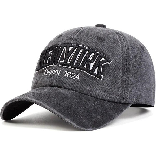 Unisex New York 1624 Haftowane PłUkane Czapki Baseballowe Wiosna I Jesień Outdoor Regulowane Codzienne Czapki Czapka PrzeciwsłOneczna-image
