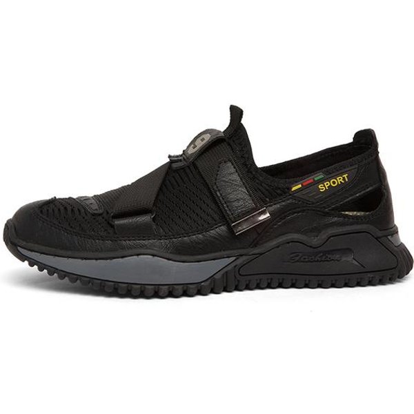 Nuevas Sandalias Para Hombre Verano Transpirables Malla Sandalias Hombre Exterior Casual Ligeras Playa Sandalias Hechas A Mano Zapatos De Hombre Cuero Genuino 45 Negro-image
