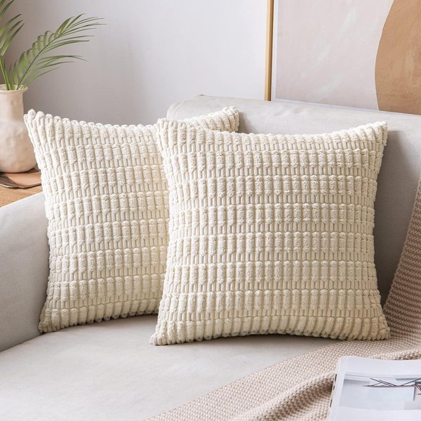 Fundas De Almohada Grises 40X40 Decorativas Suaves Para CojíN Funda Cuadrada De Pana Rayada Para Almohada De Sofá 50X50Cm DecoracióN Del Hogar Boho 40X40Cm-image