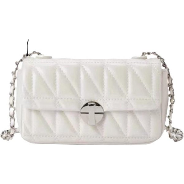 Primavera Y Verano Textura De Alta Gama Bolso PequeñO Femenino Cadena De Diamantes Hombro Axila Bolso Todo Bandolera Bolso Cuadrado PequeñO Blanco-image