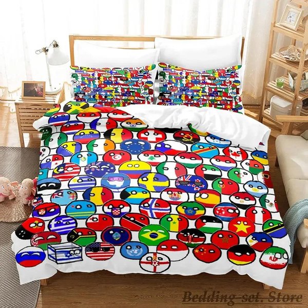 Nueva ColeccióN De Ropa De Cama Countryball Polandballs Individual Twin Matrimonial Queen King Size ColeccióN De Camas Dormitorio De NiñOs Adultos Colecciones De Fundas NóRdicas Anime EU Single(135X200Cm)-image