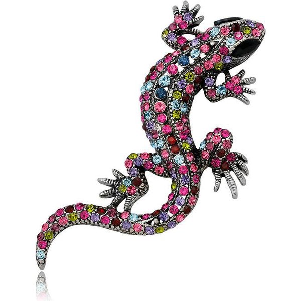 Broche De Lagarto Con PedreríA Broches De Gecko Coloridos JoyeríA De Moda Estilo Animal Pin Vintage Regalo-image