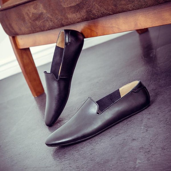 Zapatos De Hombre Italianos Para Exteriores Casuales Marca De Lujo Mocasines De Hombre Mocasines De Cuero Genuino Planos Para Hombre Transpirables Slip On Zapatos NáUticos P4 10 Negro-image