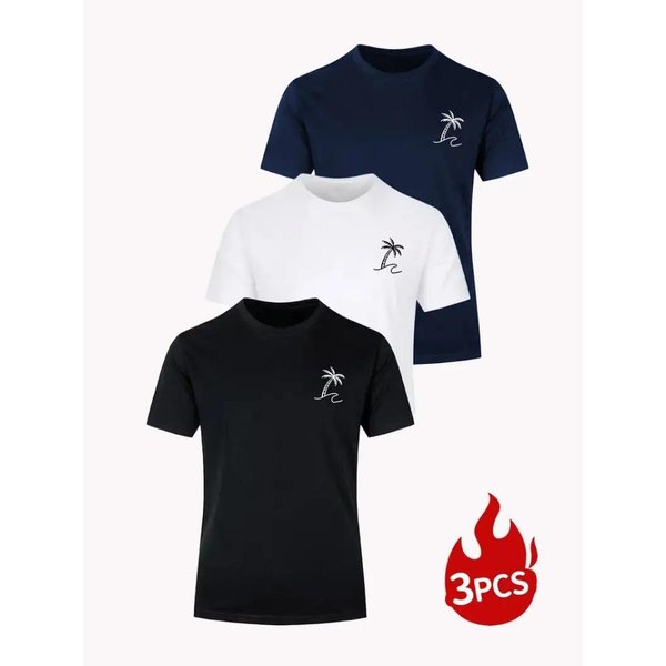 3 Sztuki MęSkie Lekkie OddychająCe Koszulki SzybkoschnąCe OdprowadzająCe Wilgoć OkrąGłY Dekolt Topy CałOroczne Codzienne T-Shirty XXL White-image