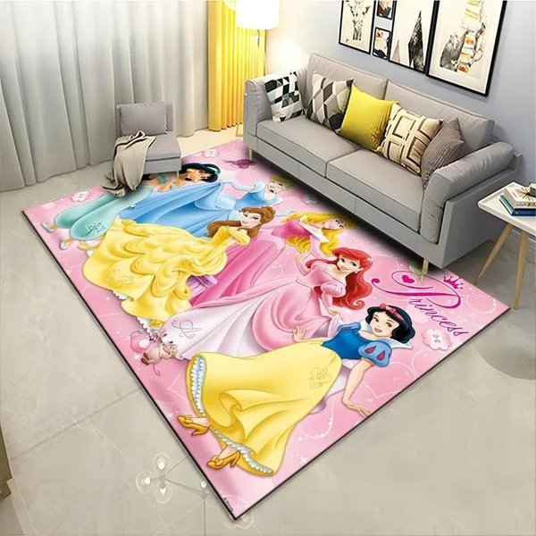 Alfombra Estampada De Princesas Disney Para Sala De Estar Dormitorio HabitacióN De NiñAs DecoracióN Del Hogar DecoracióN De HabitacióN Rosa Alfombra De ÁRea Alfombra Antideslizante 50X80Cm-image