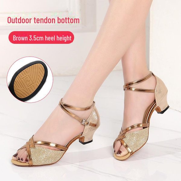 Damskie Buty Do TańCa Towarzyskiego I LatynoamerykańSkiego Z MięKką Podeszwą Do TańCa Towarzyskiego 42 Beige-image