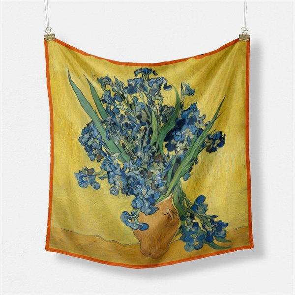 PañUelo De Seda Con Pintura Al óLeo De Van Gogh, Bufanda Cuadrada De Moda Para Mujer De 53 Cm, PañUelo Para La Cabeza, Corbata De Cuello, PañUelo Profesional Gray-image