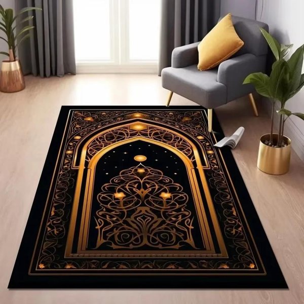 Luksusowy Dywanik Modlitewny Do Salonu I Sypialni MięKki AntypośLizgowy Dywan PodłOgowy Wygodny Islamski Dywanik Modlitewny Z Eleganckim Wzorem 80X120Cm-image