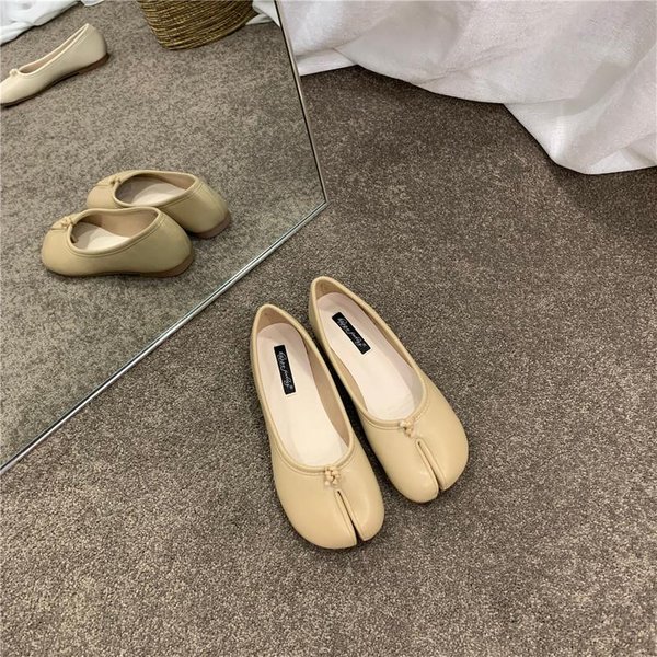 Tabi Ninja Shoes Damskie Mikrofibra SkóRa Wygodne PłAskie Kapcie Rozdzielone Toe MięKkie Podeszwy Mokasyny KróTkie Damskie Trotter Mokasyny 39 Gray-image