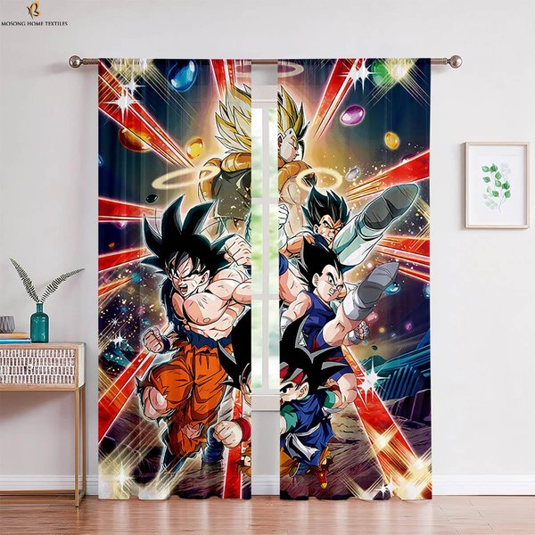 Cortinas Con Estampado De Dibujos Animados De Anime Estilo Apariencia Japonesa Para Dormitorio De NiñOs Y NiñAs HabitacióN De Estudio Cortinas Decorativas FáCiles De Lavar W50Xh130(Cm)X2Pcs&Grommet Top-image