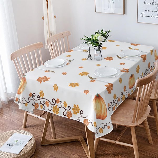 Jesienne ŻNiwa Dynia LiśCie Klonu Wodoodporny Obrus Dekoracja StołU Zmywalny Obrus Na Stół Kuchenny Jadalnię Dekoracja ŚWięTa DzięKczynienia 140X140Cm-image