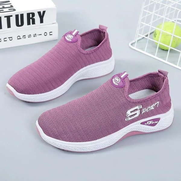 Nowe Buty Sportowe Damskie Wsuwane Modne Codzienne Buty Siateczkowe OddychająCe Letnie MięKka Podeszwa Buty Do Biegania 37-image