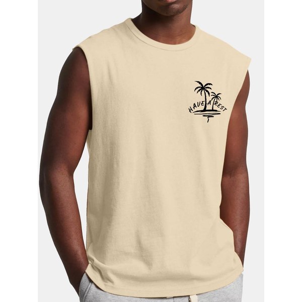 Camiseta Sin Mangas De Verano Para Hombre, Camiseta Sin Mangas Transpirable Informal De Talla Grande Para Surf Y Playa, Camiseta Holgada Con Estampado, Camiseta Para Hombre S Beige-image