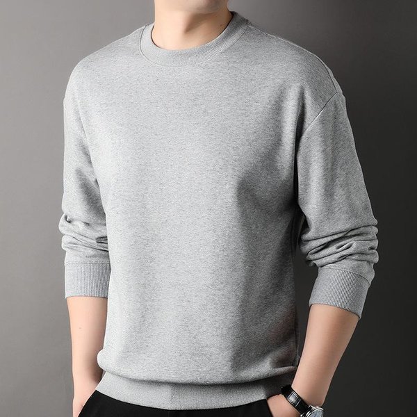 SuéTer De Hombre, Informal, De Cuello Redondo, De Color SóLido, Para Primavera Y OtoñO, Nueva Tendencia, Combinable, De AlgodóN, Camiseta De Manga Larga Para JóVenes Y De Mediana Edad S White-image