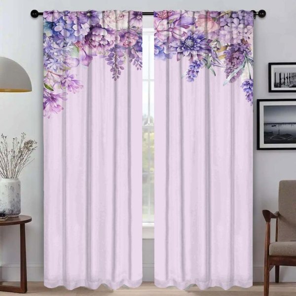 Cortinas Elegantes De Flores PequeñAs Para Sala De Estar DecoracióN De Halloween ParticióN Tul Para Dormitorio Cortinas Opacas Estores W50Xh70Cmx2Pcs-Cl-image