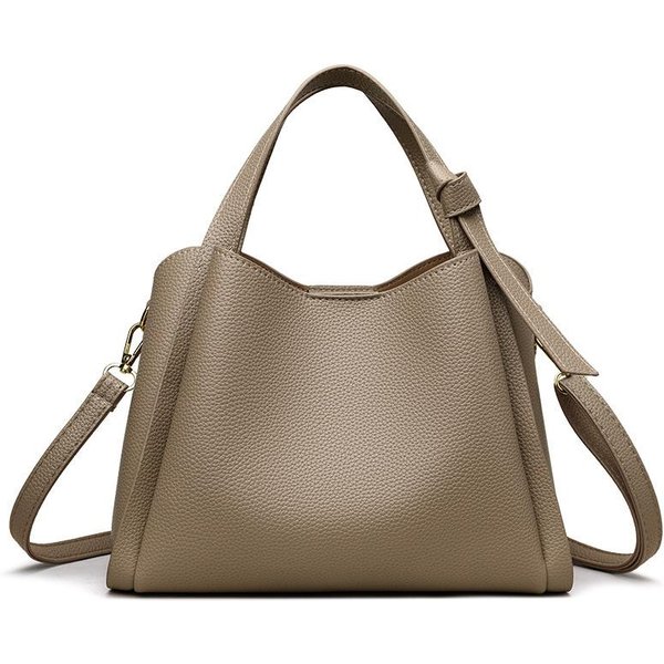 Bolso De Mujer De Cuero Suave, Cesta De Verduras De Mano, Tacto De Alta Gama, Bolso De Hombro ÚNico, Cruzado, Elegante Y VersáTil, Cubo ÚNico Caqui-image