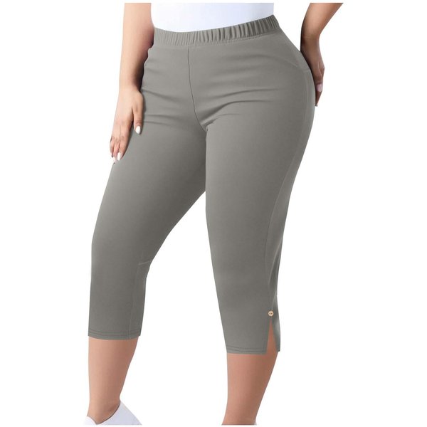 Leggings Capri EláSticos Casuales Talla Grande Para Mujer Cintura EláStica Pantalones Cortos Adecuados Para Yoga Y Uso Diario Xxxl Gray-image