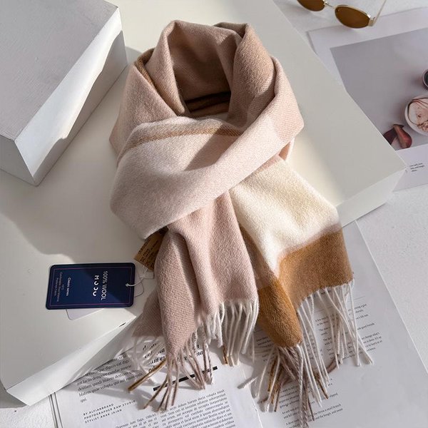 WełNiany Zimowy Szalik Dla Kobiet DłUgie CiepłE Kaszmirowe Szaliki HidżAb GłAdki Damski Szal Owijany Damska Pashima Bandana Chusty Na GłOwę One Size-image