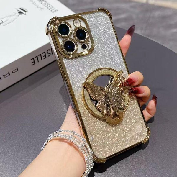 WstrząSoodporne Lustrzane Etui Motylkowe Na Telefon Dla Motorola Moto Edge 50 Pro Edge 50 Neo Edge 50 Edge 60 Fusion E15 G05 G86 G56 5G Pokrowiec Motorola Edge 50 ZłOty-image