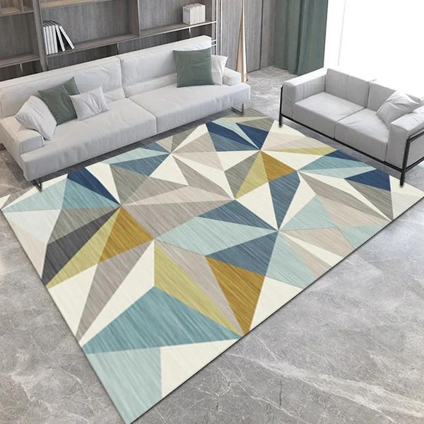 Nowoczesny Geometryczny Odporny Na Zabrudzenia Dywan DużY Dywan Do Salonu Prosty Jasny Luksusowy Dywan Do Sypialni CałY RozłOżOny 40X60Cm-16X24In Gray-image