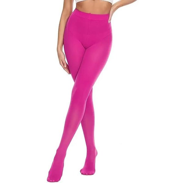 120D Kolorowe Rajstopy Wiosenno-Jesienne Seksowne Damskie Rajstopy Rajstopy Lolita Kolory CukierkóW PońCzochy Modna Gotycka Bielizna Rajstopy One Size Pink-image