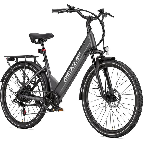 Bekup V1 26 Bicicleta EléCtrica Urbana Para Adultos, Motor De 250W, BateríA ExtraíBle De 36V 14.5Ah Gris-image