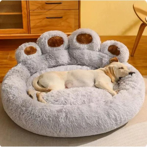 Cama Para Perros Con Forro Mullido Para Perros Grandes, Sofá Cama CáLido Para Mascotas Para Todas Las Estaciones, Almohadilla Lavable Para Golden Retriever Corgi 70Cm Gris-image