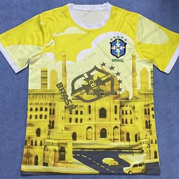 Nueva Camiseta De FúTbol De Verano EdicióN Ciudad De Brasil Manga Corta Para Hombre Camiseta De FúTbol Entrenamiento De FúTbol Deportiva Casual Tops Para NiñOs/Adultos 6XL Beige-image