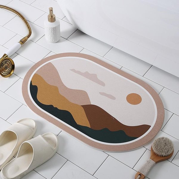 Mata AbsorbująCa Dywanik PodłOgowy Mata Pod Stopy Prosty Powietrzny ŁAzienkowy AbsorbująCy Toaletowy WejśCiowy Owalny 80*120Cm Gray-image