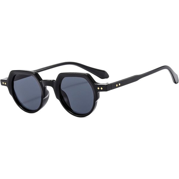 Gafas De Sol Cuadradas PequeñAs Irregulares De Moda Para Mujer Retro Redondas Lente Transparente OceáNica ProteccióN UV400 Gafas De Sol Con Remaches Punk As Picture Gray-image