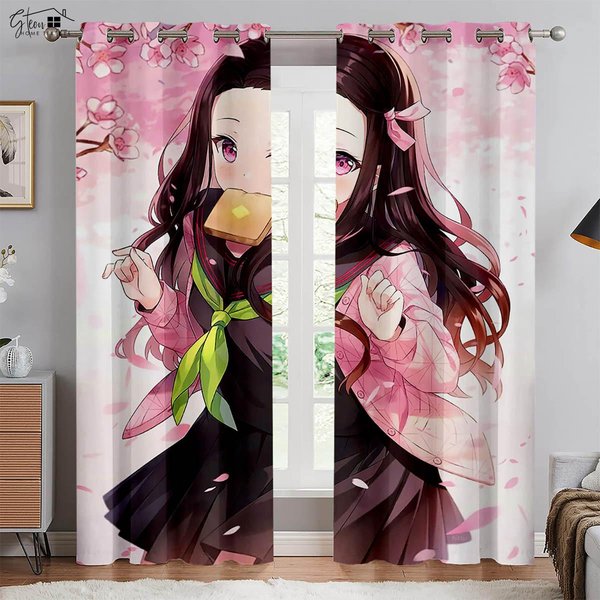 Anime JapońSka KreskóWka Drukowane ZasłOny Restauracja Salon Sypialnia ZaciemniająCe Izolacja Cieplna Dekoracyjne ZasłOny 2 Sztuki W100Xh130(Cm) Folio&Rod Pocket-image