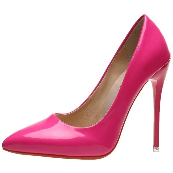 Zapatos De TacóN Alto De Moda Para Mujer Talla Grande 45 Punta Afilada TacóN De Aguja Alto 12Cm Zapatos De Mujer Banquete Bar Zapatos De Boda Rojo Rosa 39 Brown-image