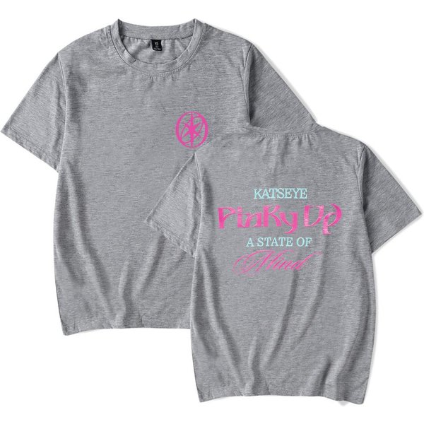 Katseye Koszulka Nowy Album Pinky Up Koszulka 2026 Merch OkrąGłY Dekolt KróTki RęKaw Unisex Damska Koszulka S Gray-image