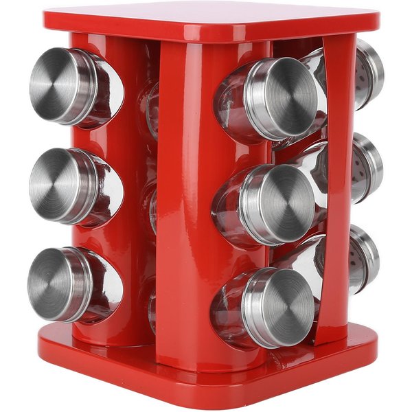 Estante Giratorio Para Especias De Acero Inoxidable, Estante Giratorio Para Tarros De Condimentos Y Especias Para Encimera, Rojo-image