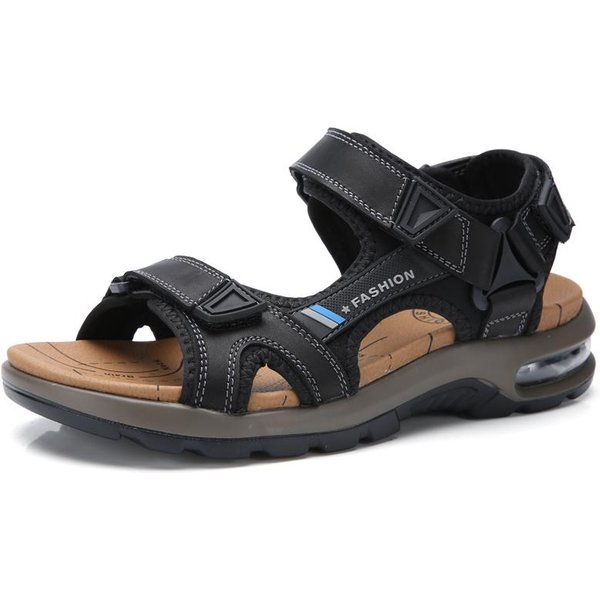 Sandalias De Moda Para Hombre Verano Chanclas Suaves De Playa CóModas Sandalias De Cuero Genuino Para Exteriores Sandalias Romanas Para Hombre Talla 46 45-image