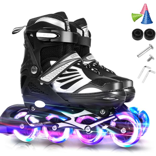 Buty Do Skateboardingu Dla Dzieci Regulowane, PodśWietlane Rolki Inline Ze śWiecąCymi KółKami Dla Dzieci I MłOdzieżY S-image