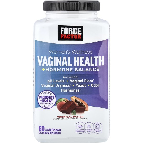 Force Factor, Bienestar Femenino, Salud Vaginal + Equilibrio Hormonal, Ponche Tropical, 60 Gominolas Blandas-image