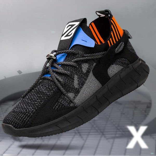 Zapatos De Hombre Tejido Fly Primavera Nueva Tendencia Con Cordones Zapatillas De Running Transpirables Estilo Coreano Zapatos Deportivos Casuales Hombre 44 Black-image