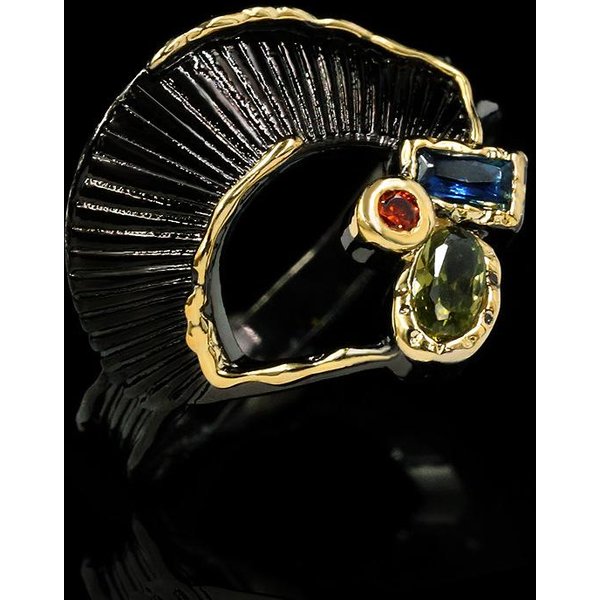 Anillo De Oro Negro Chapado En Cobre Estilo Punk Retro Forma De Abanico Simple JoyeríA Para Mujer Anillos Europeos Y Americanos No. 10-image