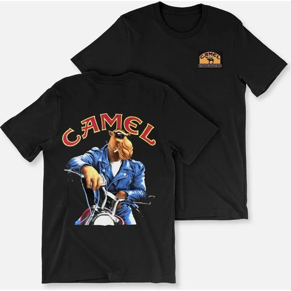 Retro SamochóD Camel Cigarettes T-Shirt Vintage BawełNiane Bluzki Koszulka KróTki RęKaw Casual Streetwear Oversize Damska MęSka Odzież Motosport L-image