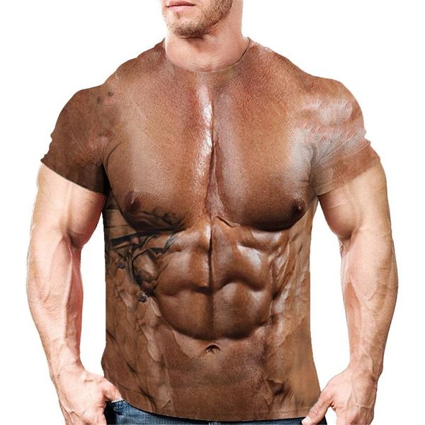 Camisetas Estampadas En 3D Con Tatuajes Musculares Divertidos Streetwear Moda Hombre Casual Oversized Cuello Redondo Manga Corta Camiseta Camisetas Tops Ropa 3XL-image