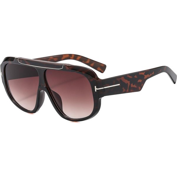 Nuevas Gafas De Sol Vintage De Montura Grande Oversize Estilo Piloto Para Mujer Hombre Lujo DiseñAdor UV400 Punk Sombra Para Conducir Black-image